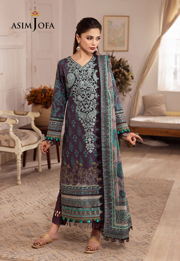 AJNR-08 Asim Jofa Rania Spring Summer Purple Unstitched - Image 3