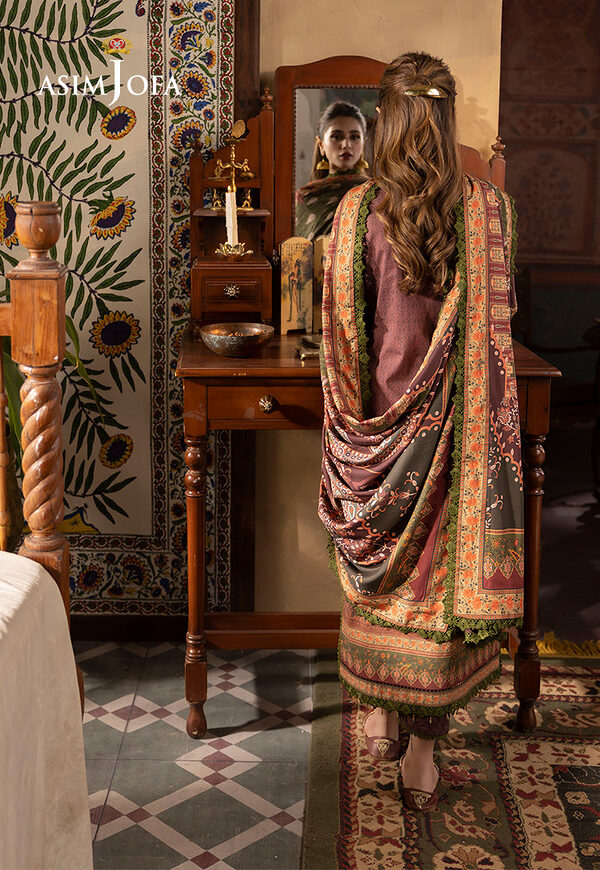 AJNR-07 Asim Jofa Rania Spring Summer Maroon Unstitched - Image 8