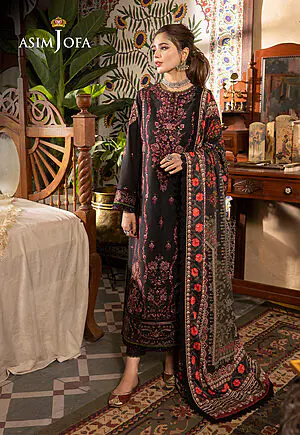 AJNR-10 Asim Jofa Rania Spring Summer Black Unstitched