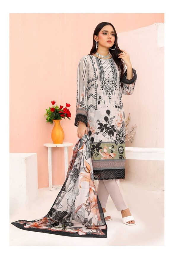 Bin Hameed Luxury Embroidered Lawn Readymade 3pc