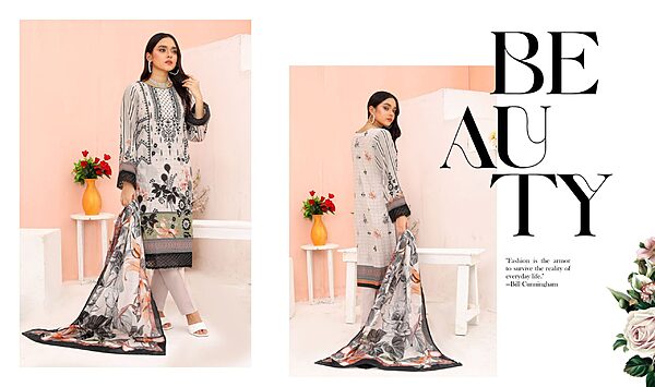Bin Hameed Luxury Embroidered Lawn Readymade 3pc - Image 3
