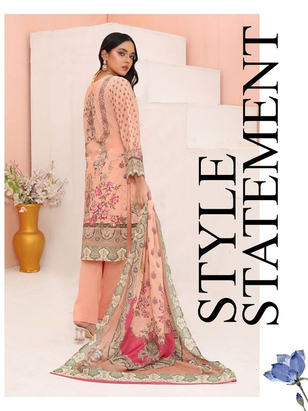 Bin Hameed Luxury Embroidered Lawn Readymade 3pc - Image 2