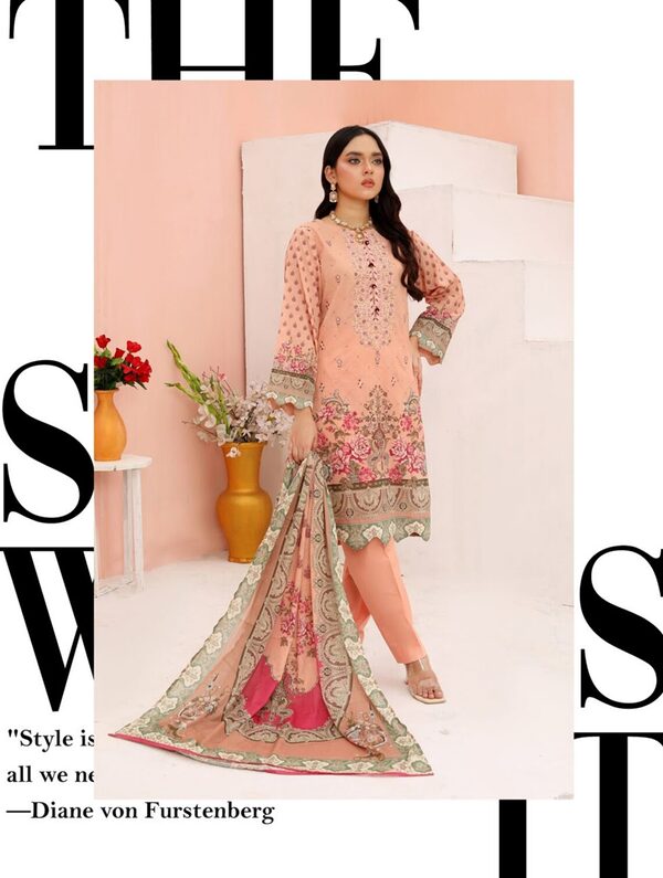 Bin Hameed Luxury Embroidered Lawn Readymade 3pc