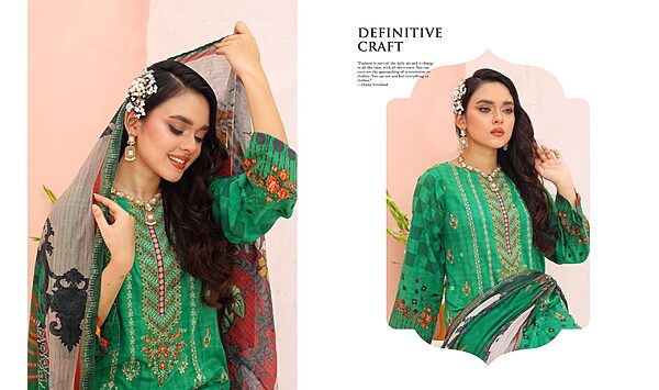Bin Hameed Luxury Embroidered Lawn Readymade 3pc - Image 6