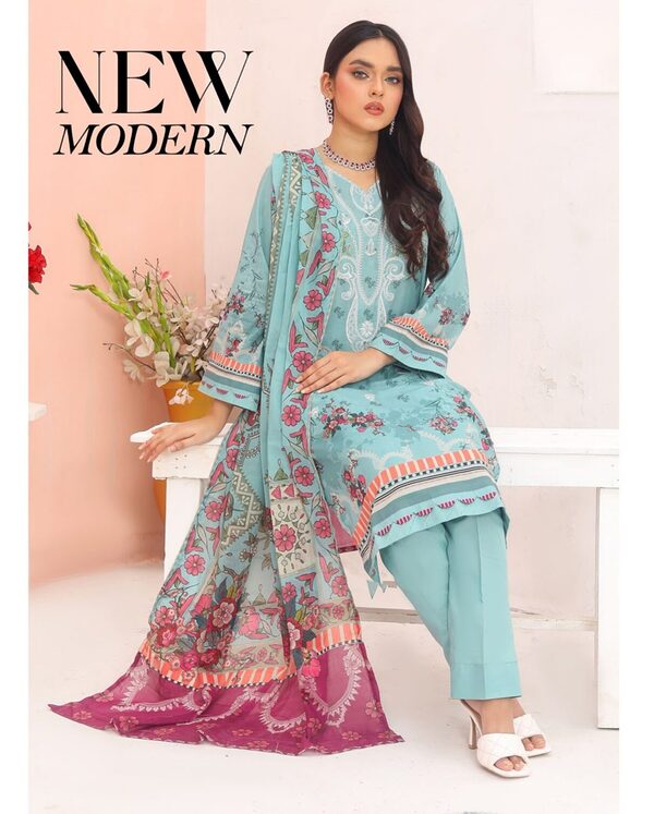 Bin Hameed Luxury Embroidered Lawn Readymade 3pc - Image 3