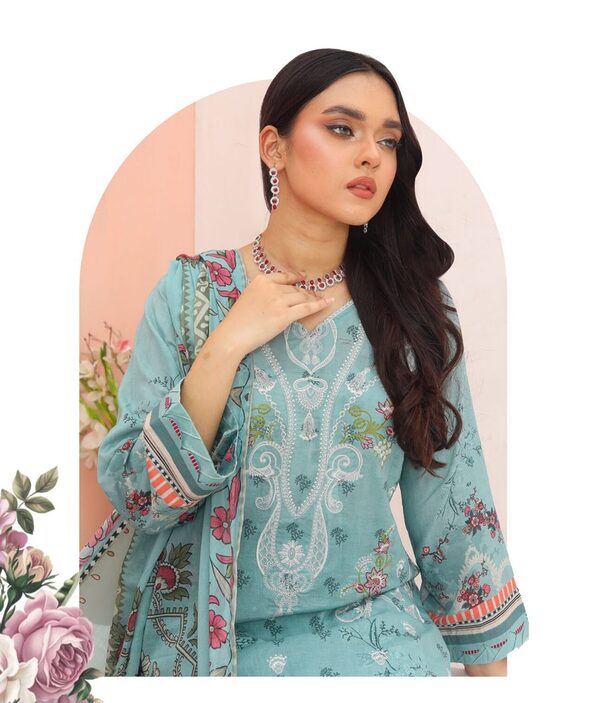 Bin Hameed Luxury Embroidered Lawn Readymade 3pc - Image 4