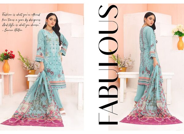 Bin Hameed Luxury Embroidered Lawn Readymade 3pc - Image 5