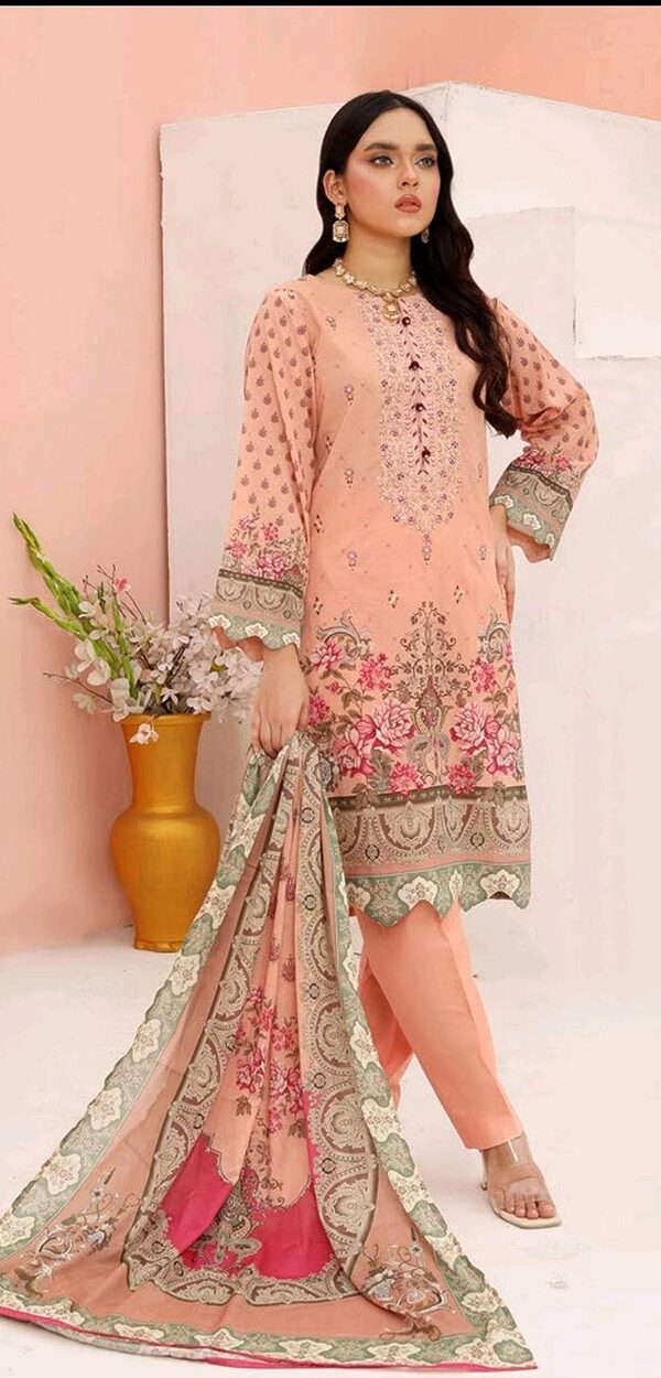 Bin Hameed Luxury Embroidered Lawn Readymade 3pc - Image 3