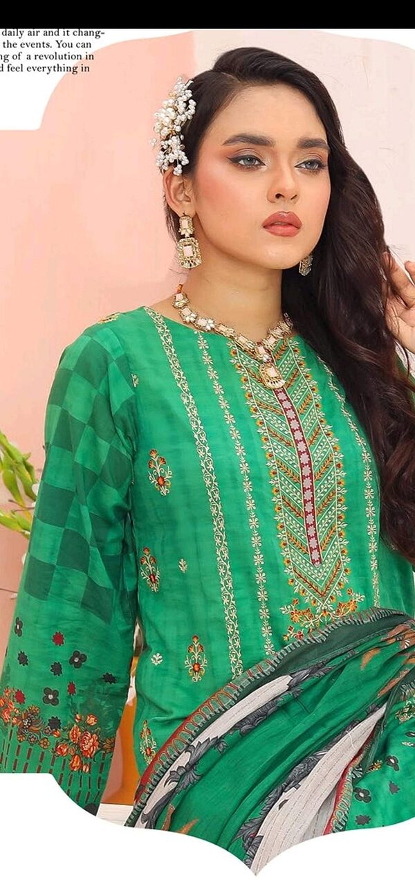 Bin Hameed Luxury Embroidered Lawn Readymade 3pc - Image 9