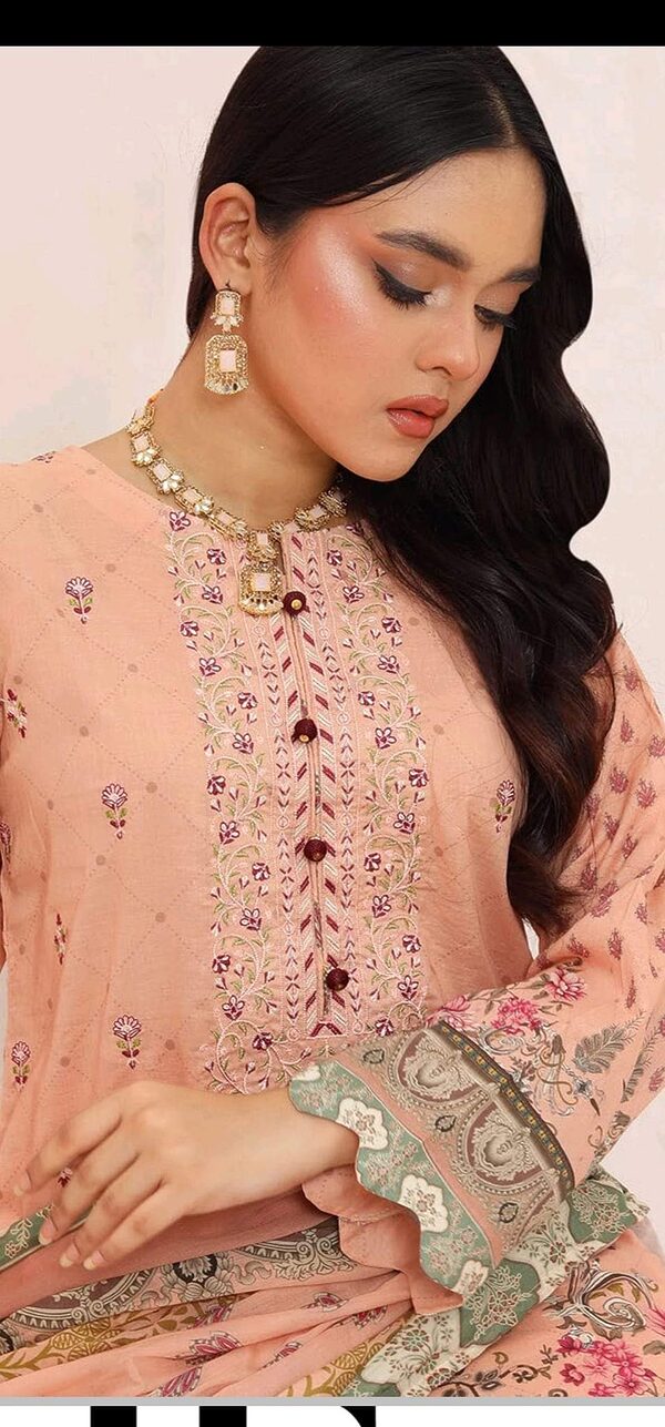 Bin Hameed Luxury Embroidered Lawn Readymade 3pc - Image 4