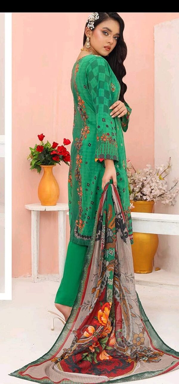 Bin Hameed Luxury Embroidered Lawn Readymade 3pc - Image 5