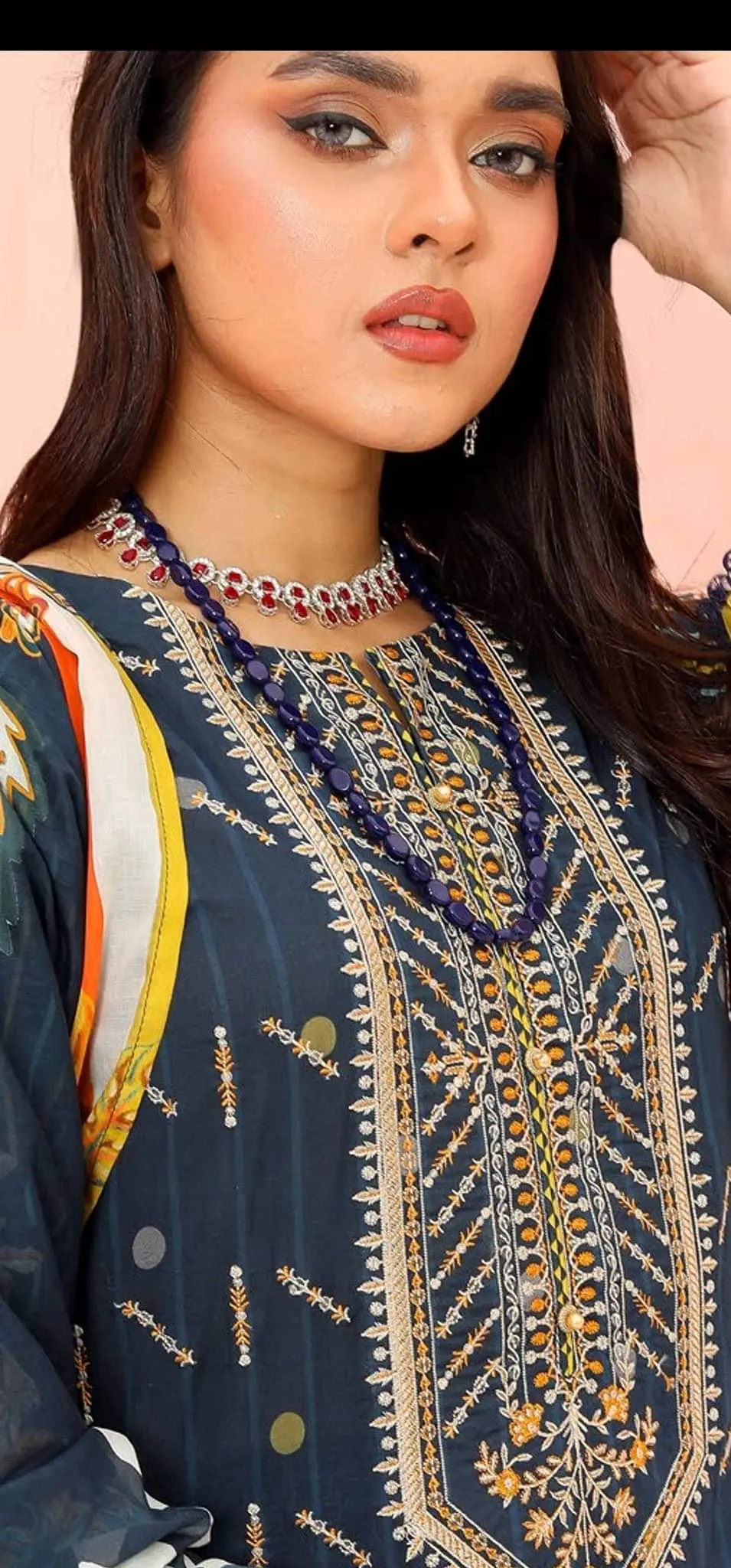 Bin Hameed Luxury Embroidered Lawn Readymade 3pc - Image 7