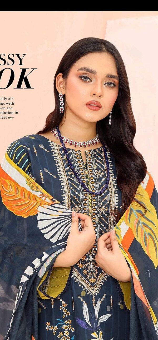 Bin Hameed Luxury Embroidered Lawn Readymade 3pc - Image 6