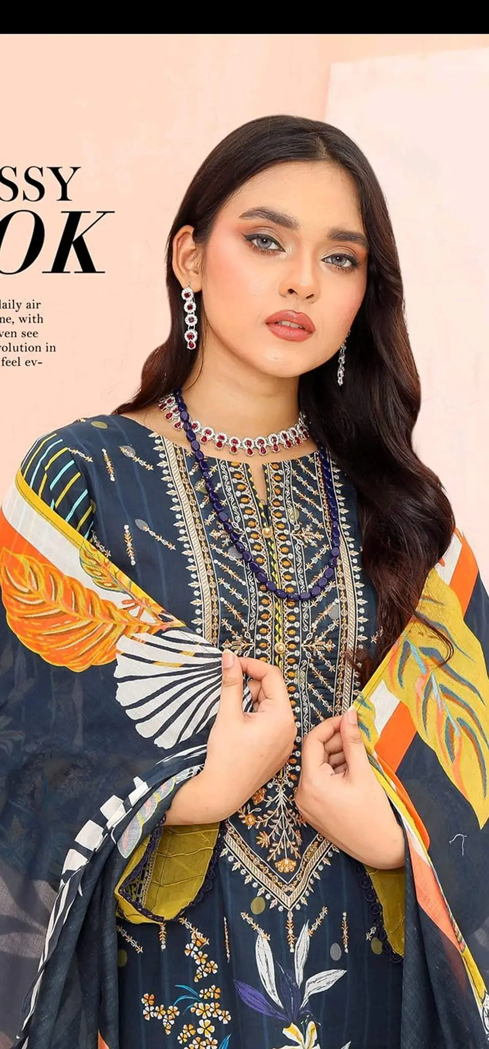 Bin Hameed Luxury Embroidered Lawn Readymade 3pc - Image 6
