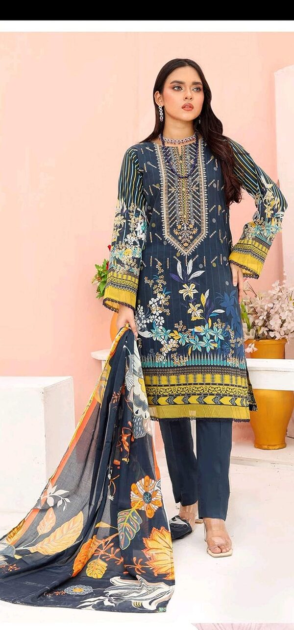 Bin Hameed Luxury Embroidered Lawn Readymade 3pc - Image 4