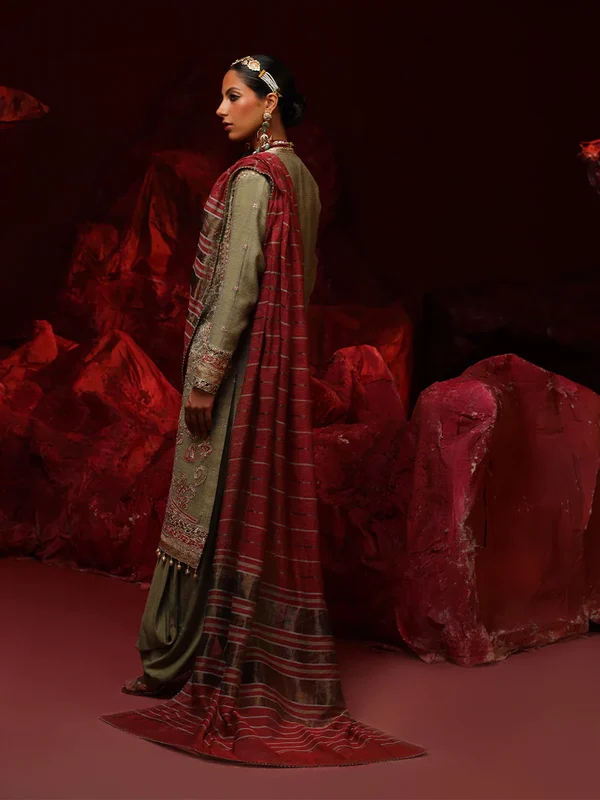 Salitex Jihaan Luxury Embroidered suit Unstitched 3pc - Image 3