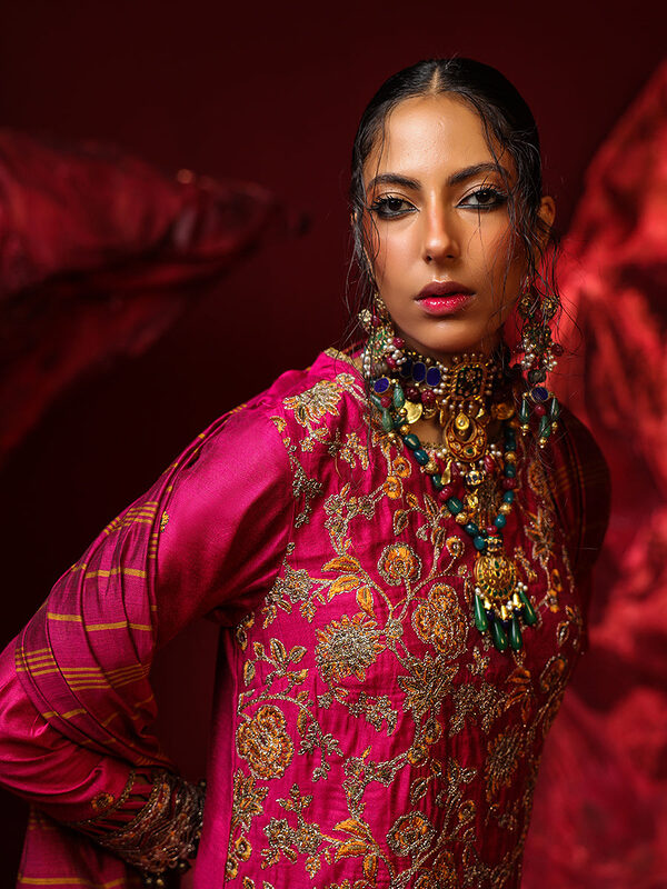 Salitex Jihaan Luxury Embroidered suit Unstitched 3pc - Image 4