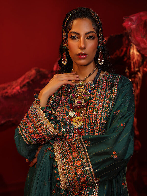 Salitex Jihaan Luxury Embroidered suit Unstitched 3pc - Image 3
