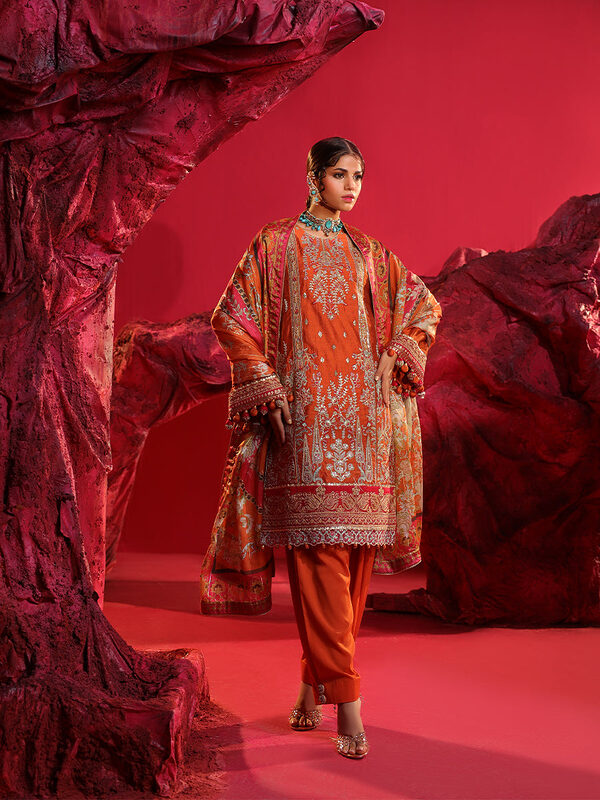 Salitex Jihaan Luxury Embroidered suit Unstitched 3pc - Image 2