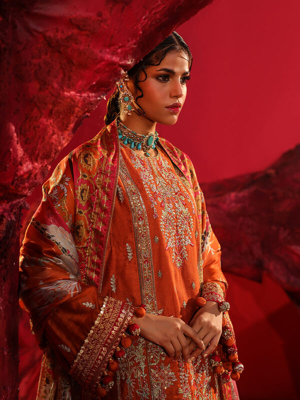 Salitex Jihaan Luxury Embroidered suit Unstitched 3pc - Image 5