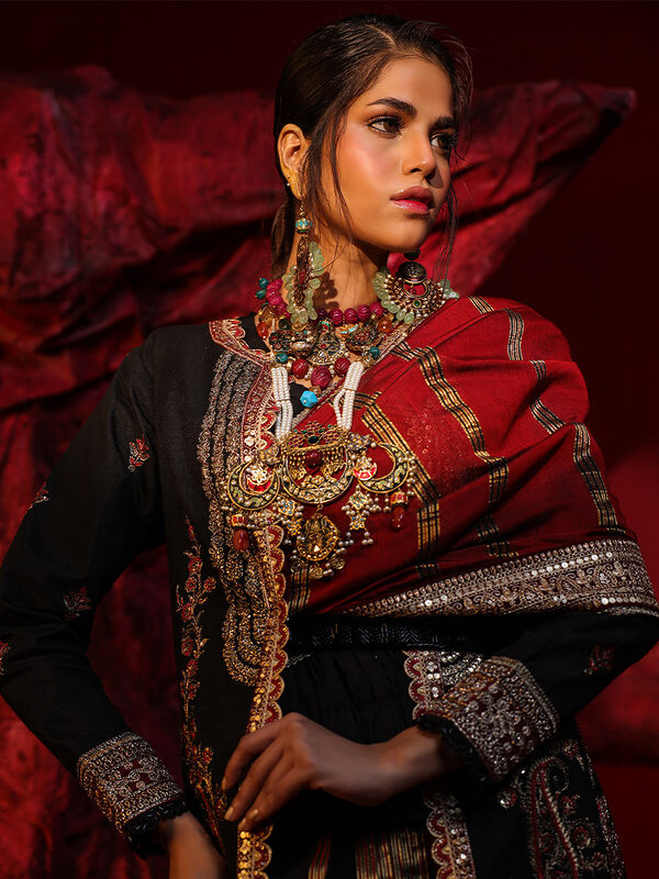 Salitex Jihaan Luxury Embroidered suit Unstitched 3pc - Image 2