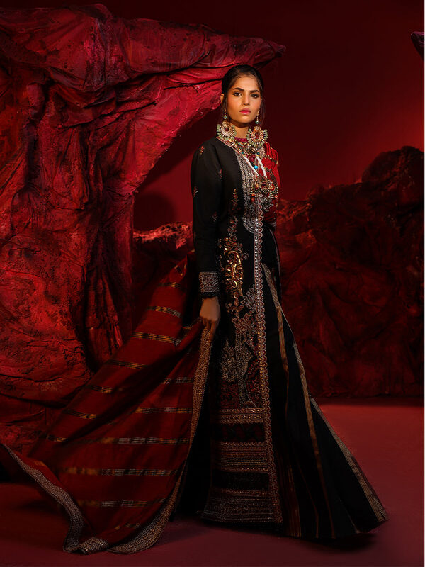 Salitex Jihaan Luxury Embroidered suit Unstitched 3pc - Image 5