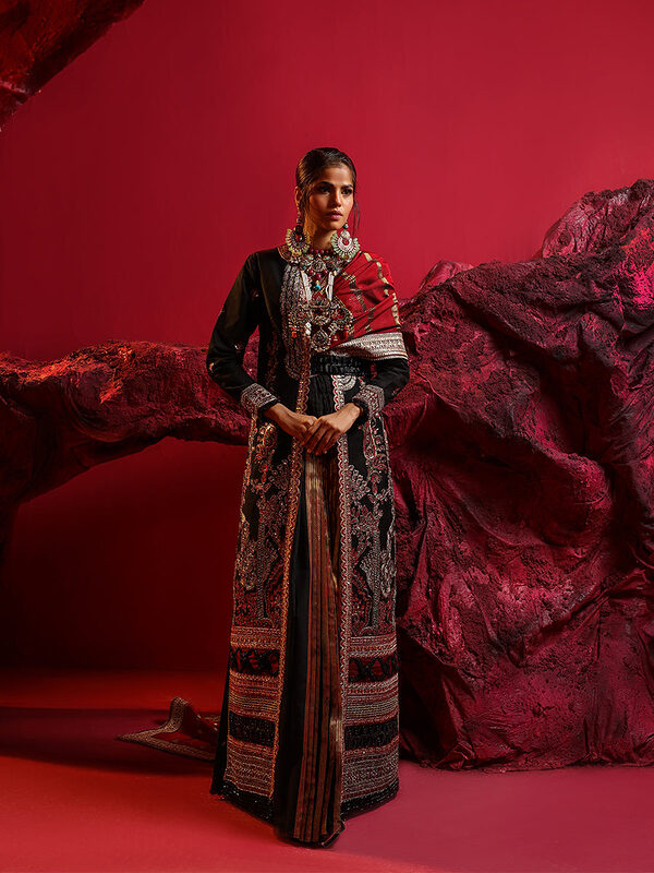 Salitex Jihaan Luxury Embroidered suit Unstitched 3pc - Image 4