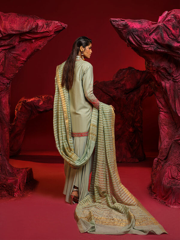 Salitex Jihaan Luxury Embroidered suit Unstitched 3pc - Image 3