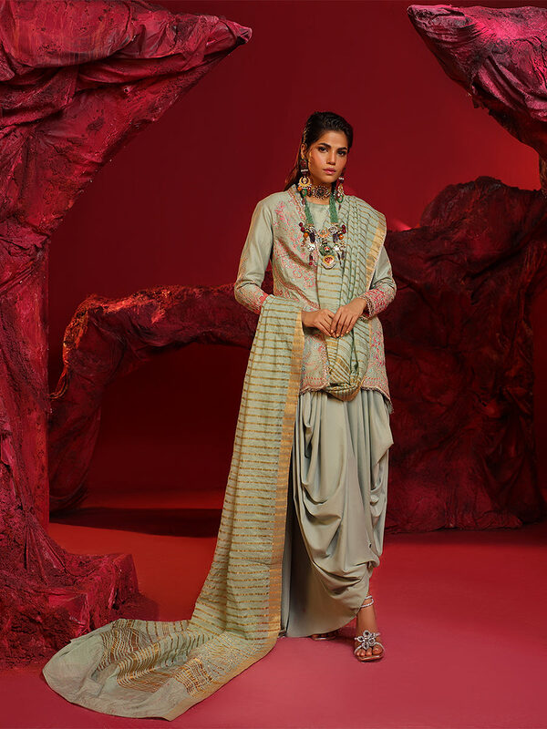 Salitex Jihaan Luxury Embroidered suit Unstitched 3pc - Image 2
