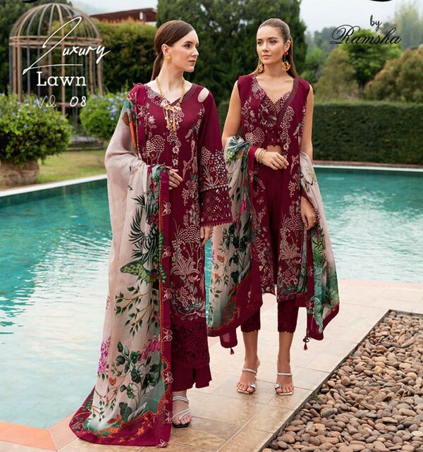 Ramsha Andaaz Luxury Lawn Collection Vol 8 -Z-802 - Image 5