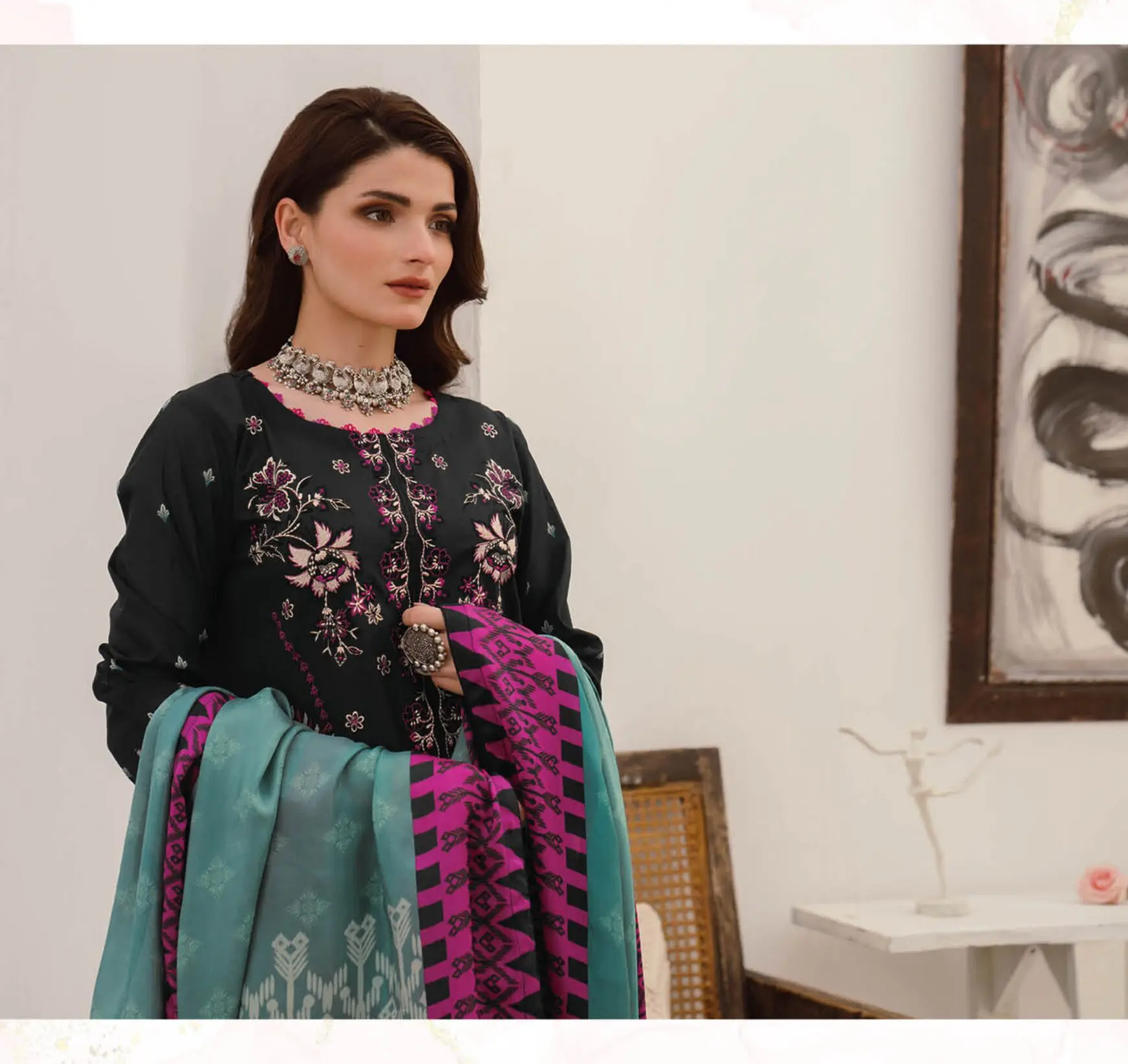 Ramsha Mashaal Luxury Lawn Collection Vol 10 2024 - L 1008 - Image 3