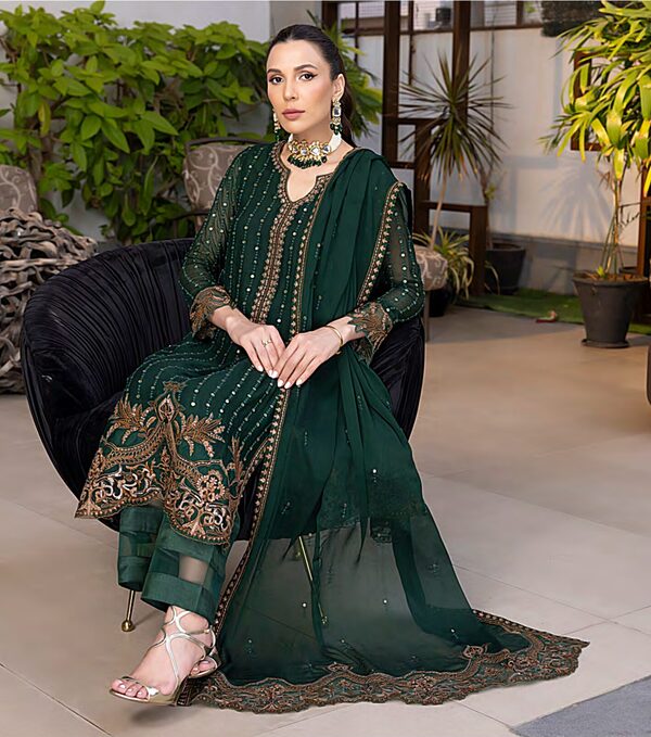 Merakish Luxury Chiffon-Racing Green