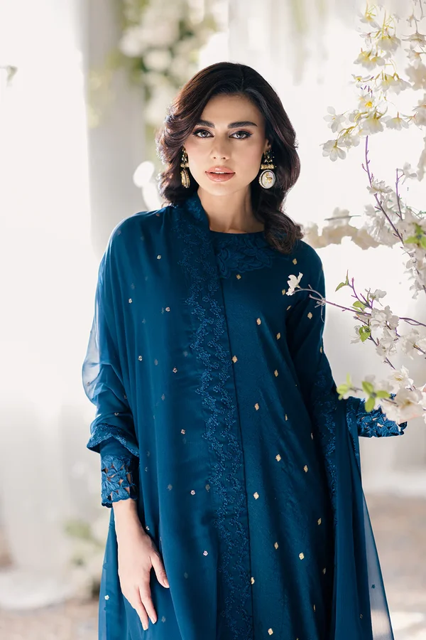 Aegean Breeze-Azure Ensembles Lawn Jacquard unstitched - Image 4