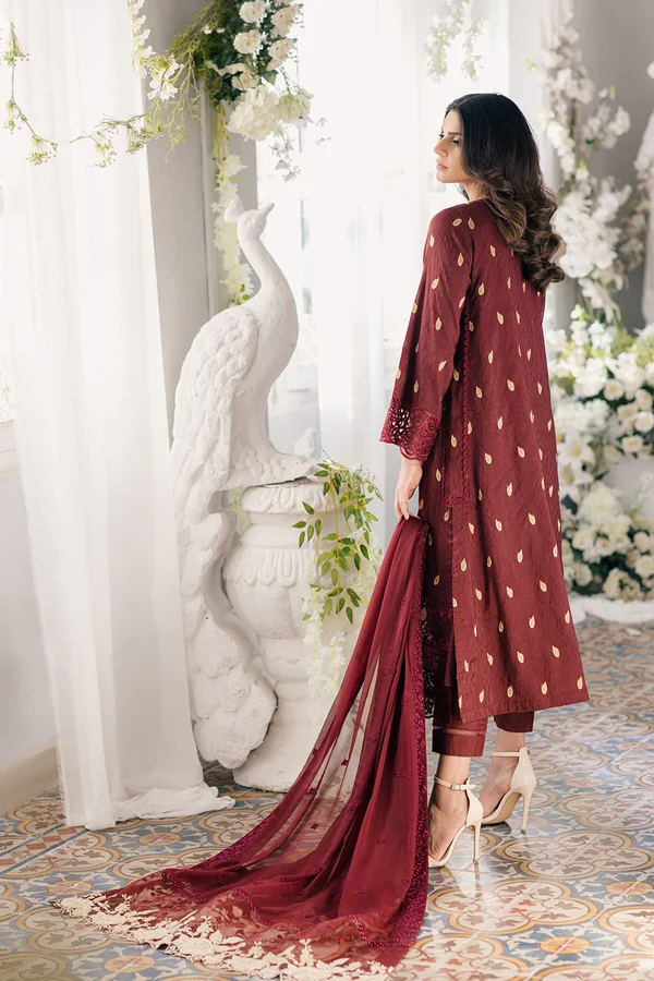 Imperial Wine-Azure Ensembles Lawn Jacquard Unstitched - Image 2