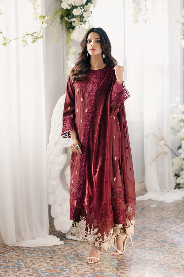Imperial Wine-Azure Ensembles Lawn Jacquard Unstitched
