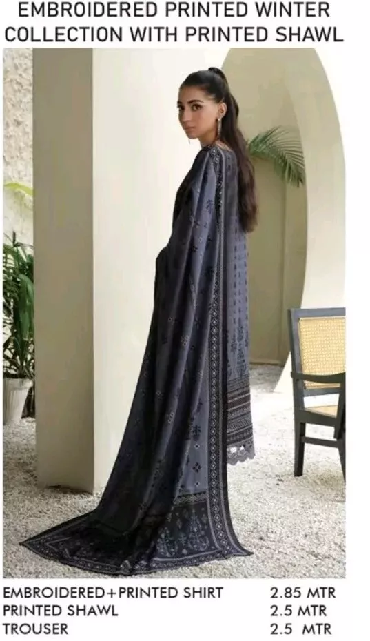 Johra Anmol Emb Dhanak Winter Collection Unstitched JH-184 - Image 5