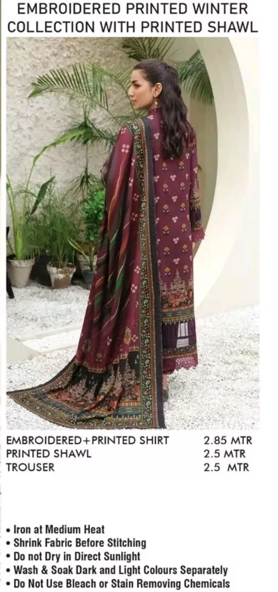 Johra Anmol Emb Dhanak Winter Collection Unstitched JH-176 - Image 5