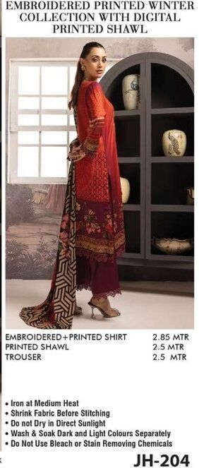 Johra Fabel Emb Dhanak Winter Collection Unstitched JH-204 - Image 3