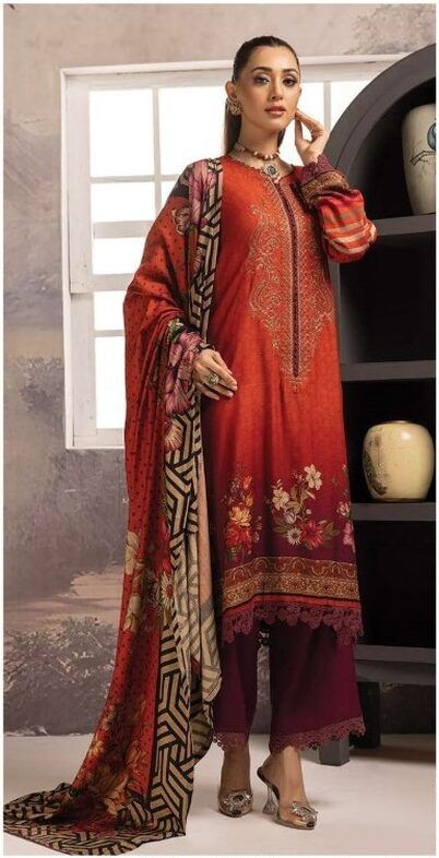 Johra Fabel Emb Dhanak Winter Collection Unstitched JH-204 - Image 4