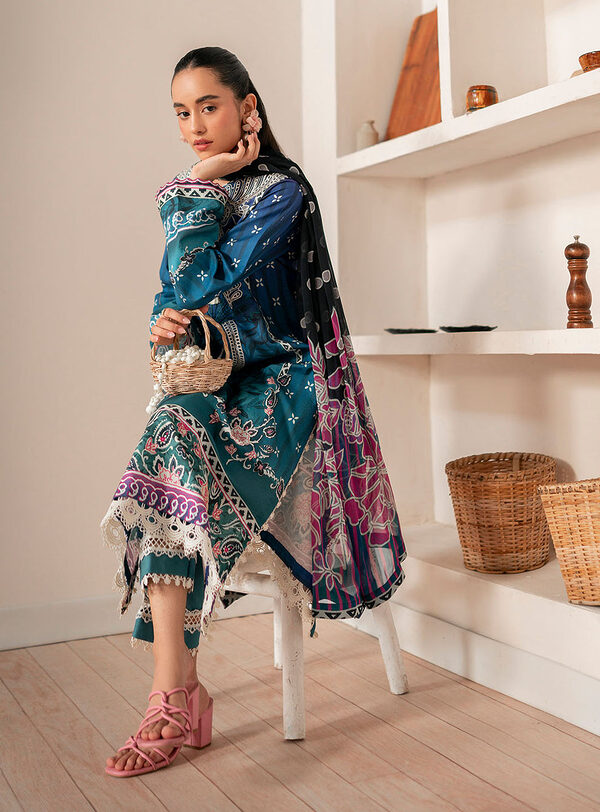 Dahlia-Roheenaz Selene Fall Cambric Collection Unstitched - Image 5