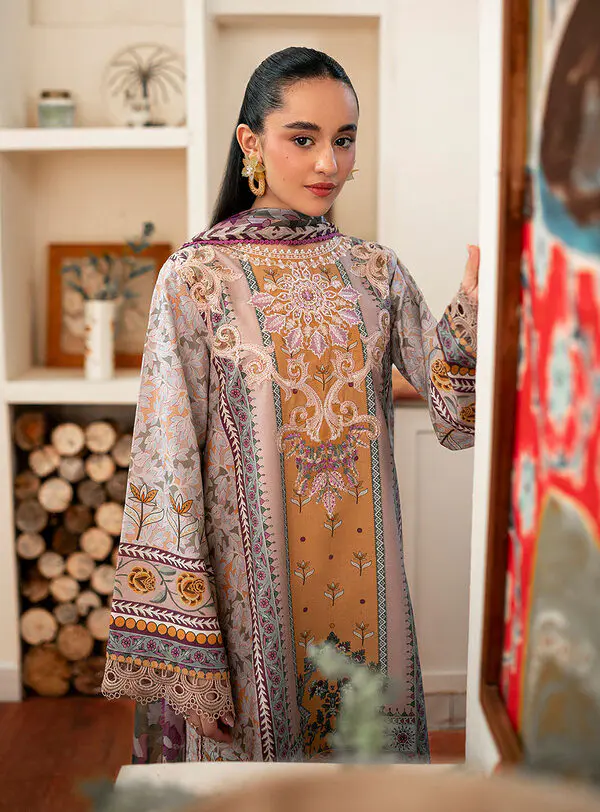 Honey-Roheenaz Selene Fall Cambric Collection Unstitched - Image 2