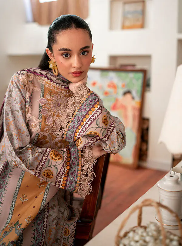 Honey-Roheenaz Selene Fall Cambric Collection Unstitched - Image 7