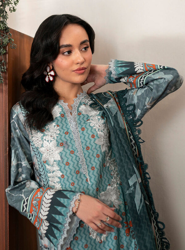 Aurora-Roheenaz Selene Fall Cambric Collection Unstitched - Image 3