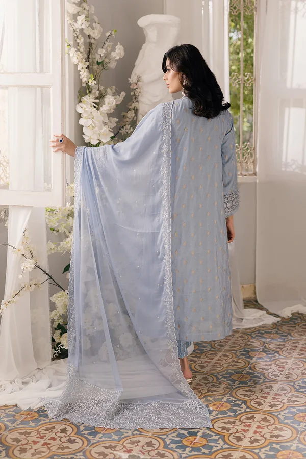 Slate Symphony-Azure Ensembles Lawn Jacquard Unstitched - Image 5