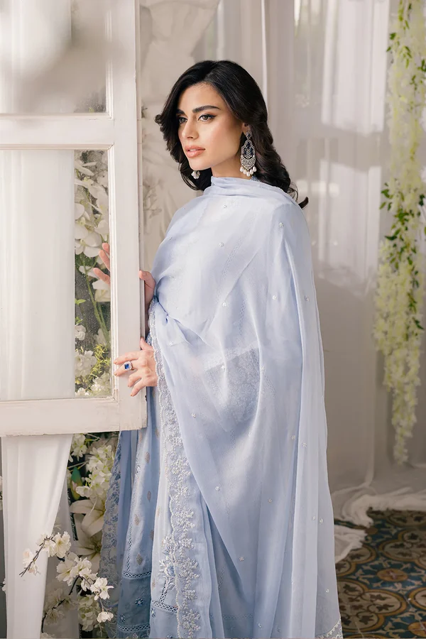 Slate Symphony-Azure Ensembles Lawn Jacquard Unstitched - Image 7
