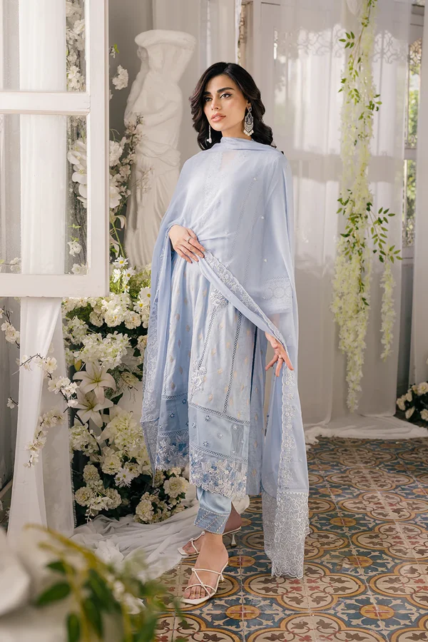 Slate Symphony-Azure Ensembles Lawn Jacquard Unstitched - Image 8