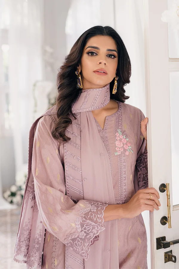 Vintage Mauve Azure Ensembles Lawn Jacquard Unstitched - Image 2