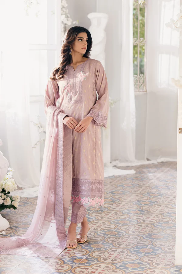 Vintage Mauve Azure Ensembles Lawn Jacquard Unstitched - Image 3