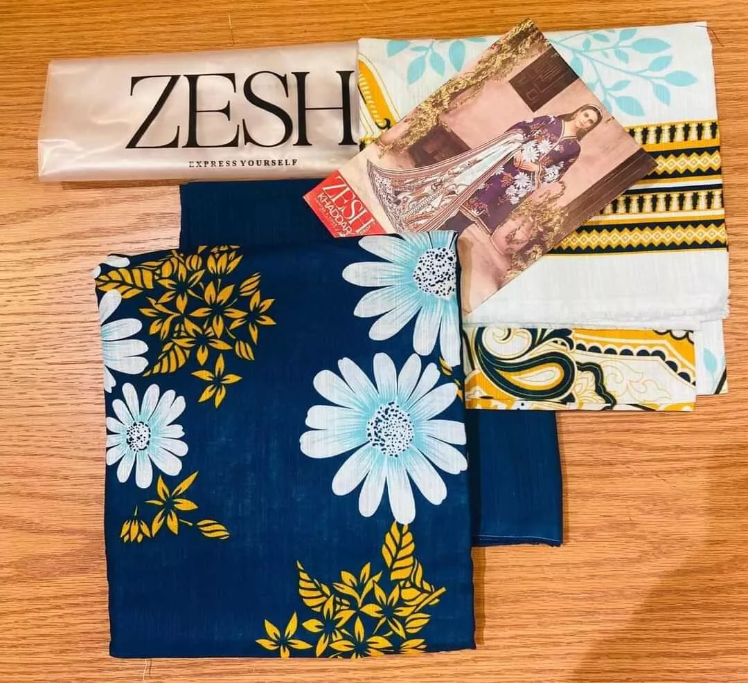 Zesh Printed Khaddar Winter Collection Unstitched D3 - Image 4