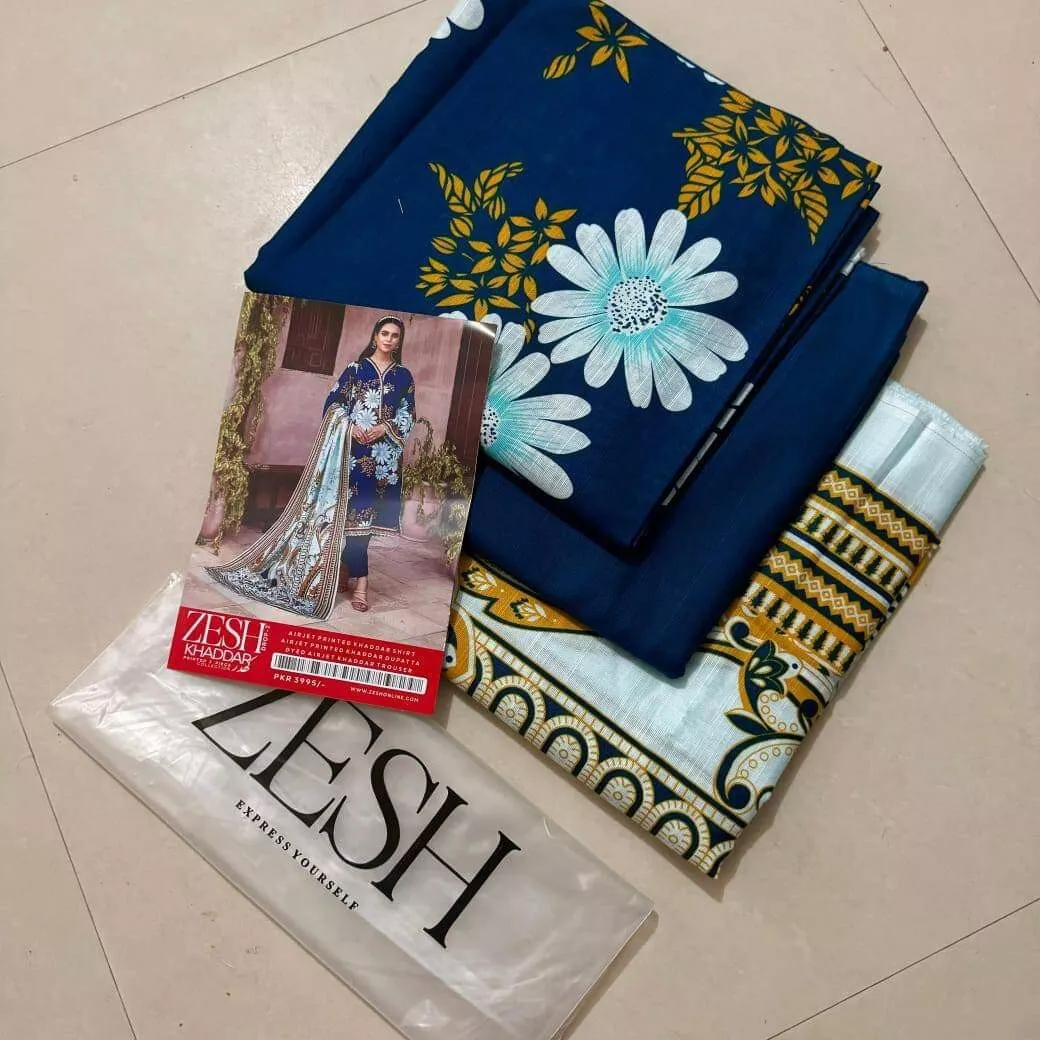 Zesh Printed Khaddar Winter Collection Unstitched D3 - Image 7
